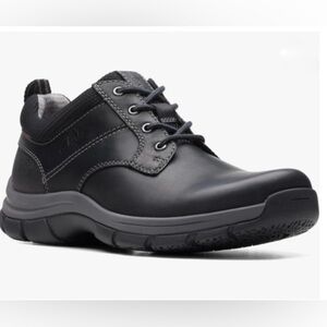 Clarks Men’s Black Leather Lace-Up Oxford with Gray Sole Size 7